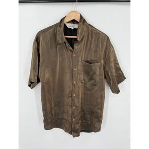 Vintage Virgola Shirt Mens M Shiny Button up Flowy Casual Going Out Relaxed